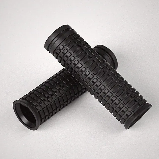 1 Pair Black Texture Pattern Non-Slip Rubber Bike Handle Grips Fits Most Bikes