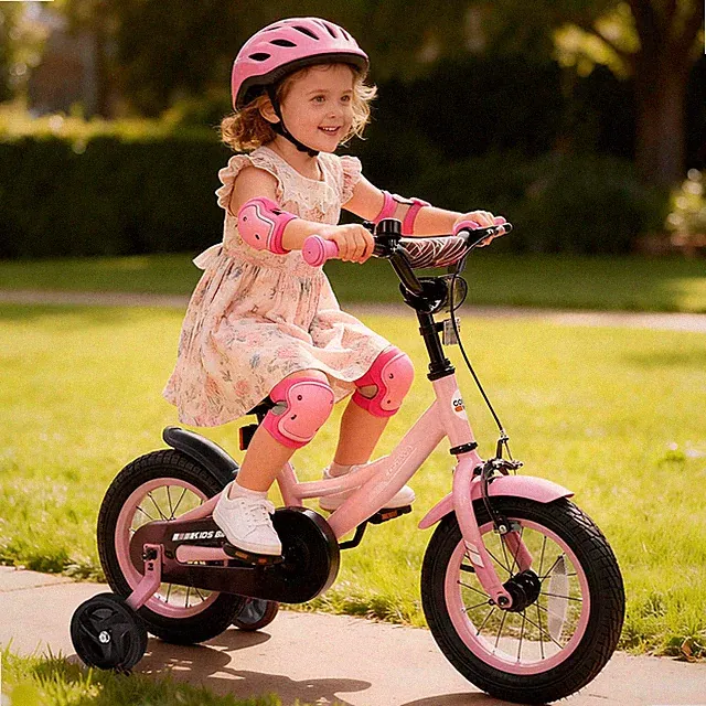 12 Inch Kids Bike w/Training Wheels Dual Brakes Adjustable Seat Handlebar Height