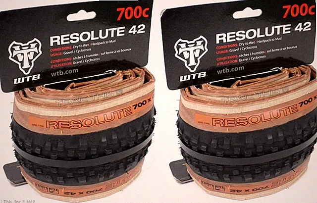 2 WTB Resolute 700 x 42 TCS Tubeless Black & Tan Gravel Bike Tires Two-Pack