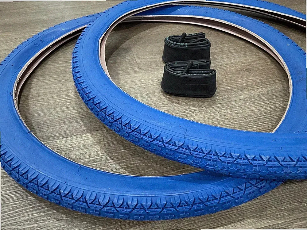 26" Pair of Beach Cruiser Bicycle Diamond BLUE Tires & Tubes 26X2.125