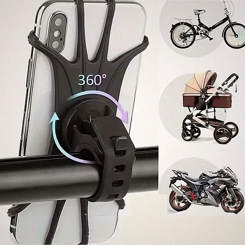 360 Rotatable Bike Phone Holder Silicone Motorcycle Bicycle Mount Stand