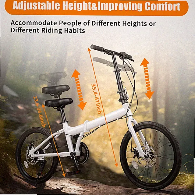 7-Speed Foldable Bicycle 80kg/176lbs Load Aluminum Alloy Bike 20in Folding Bike