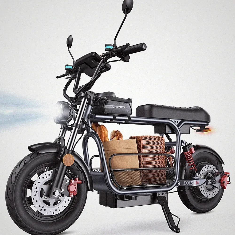 Adult E-Cargo Bike Electric Scooter with Seat 1500W 35MPH Speed 45 Miles Range