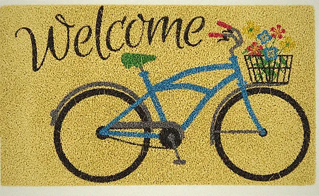 Avera Welcome Bike Floral Coir Doormat Multi Color 1.5x2.5 ft