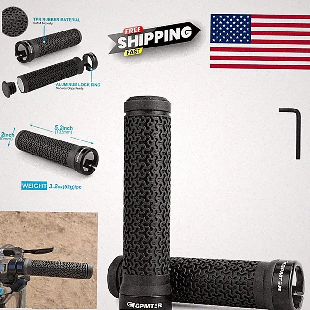 Bicycle Handlebar Grips 131mm Length Soft Rubber Lock On for Easy Installation