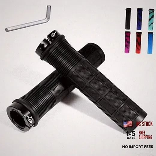 Bike Grips, Single Lock-on Bike Handlerbar Grips,Non-Slip-Rubber Hand Black