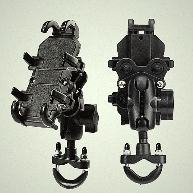Black 360° Motorcycle Phone Holder Bicycle Bike Handlebar Phone Mount Adjustable