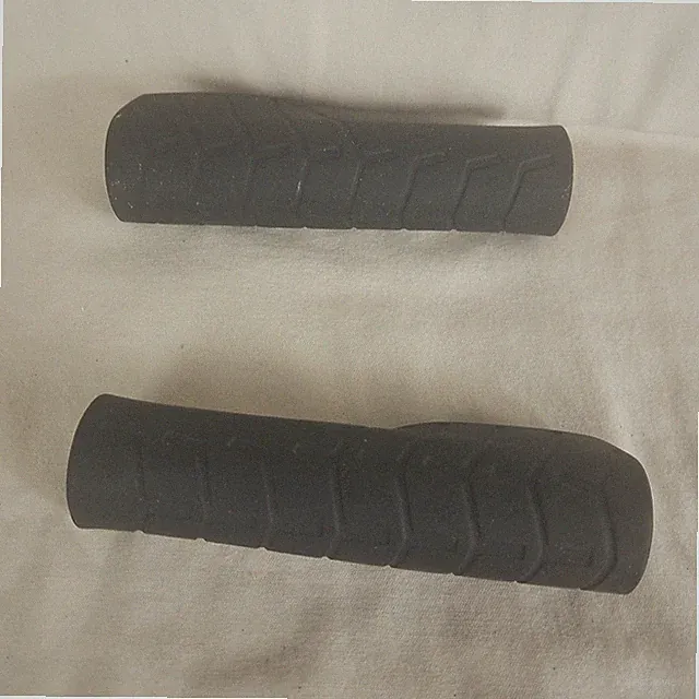 Black Ergonomic Bicycle Handlebar Grips Contoured Non-Slip Rubber Pair