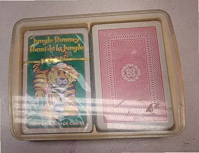 Card Game Jeu De Cartes Jungle Rummy with Hard Plastic Case Vintage