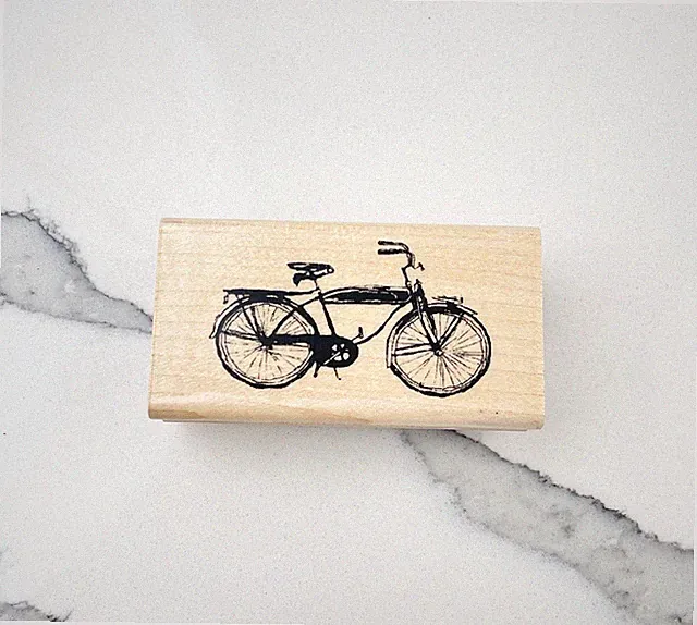 Dawn Houser Bike Bicycle Wood Rubber Stamp