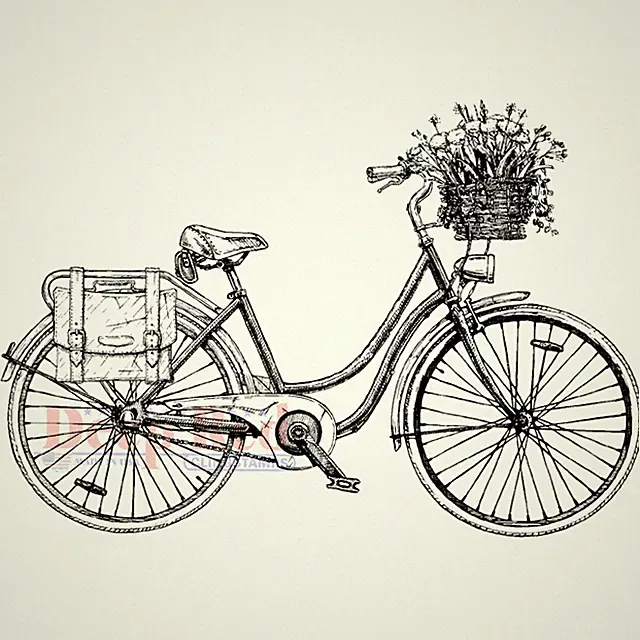 Deep Red Stamps Floral Bicycle Rubber Cling Stamp