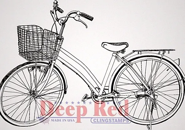 Deep Red Stamps Girls Bicycle Rubber Cling Stamp