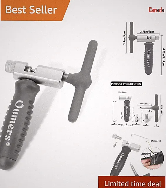 Durable Bike Chain Breaker Tool - 7-11 Speed Chains - Rust Removal - Grey