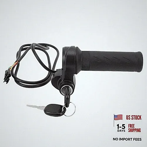 Electric Bike Throttle Grip with 2 Keys, Universal Rubber Electric Bicycle