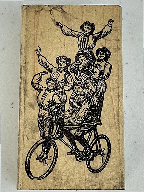 Ken Brown Stamp Acrobats on Bicycle Rubber Stamp