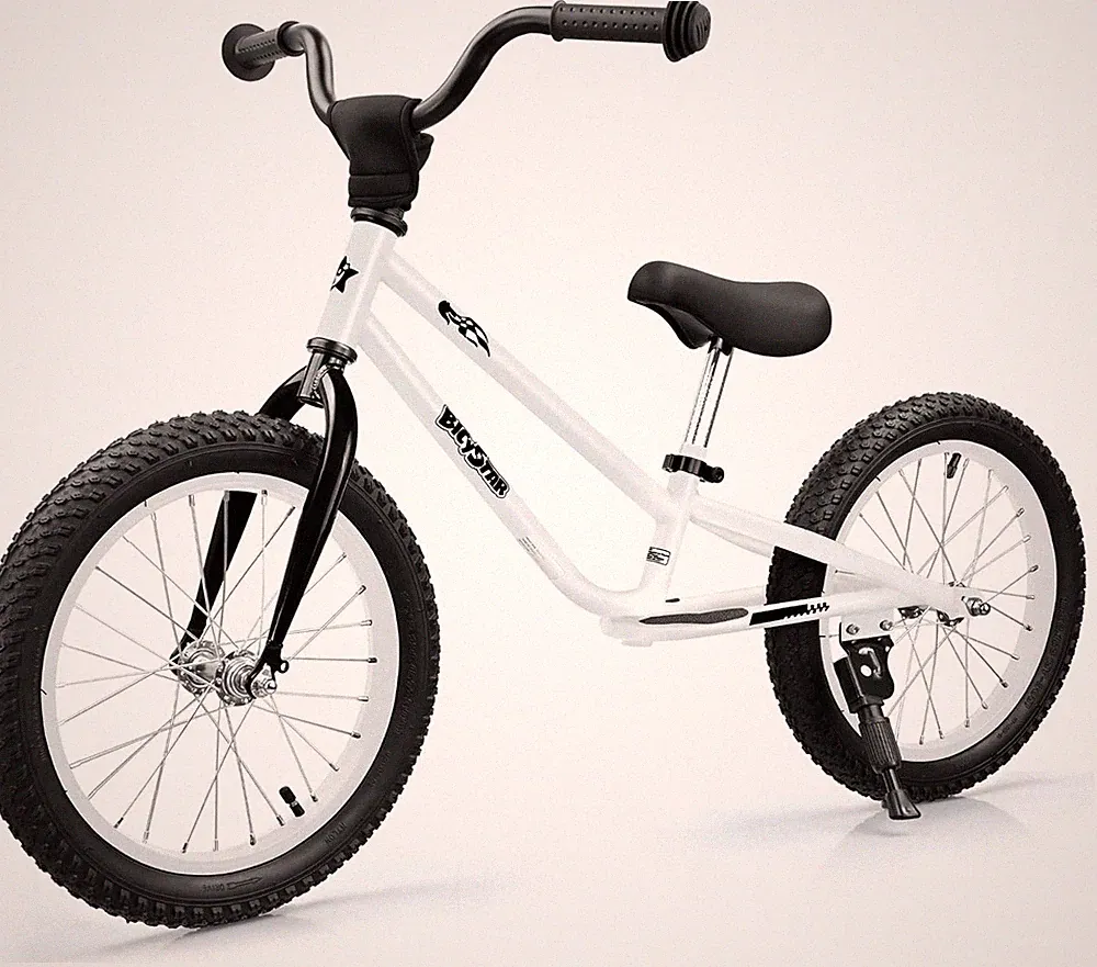 Kids Balance Bike with Rubber Tires - 16" Adjustable No-Pedal Bicycle (White)