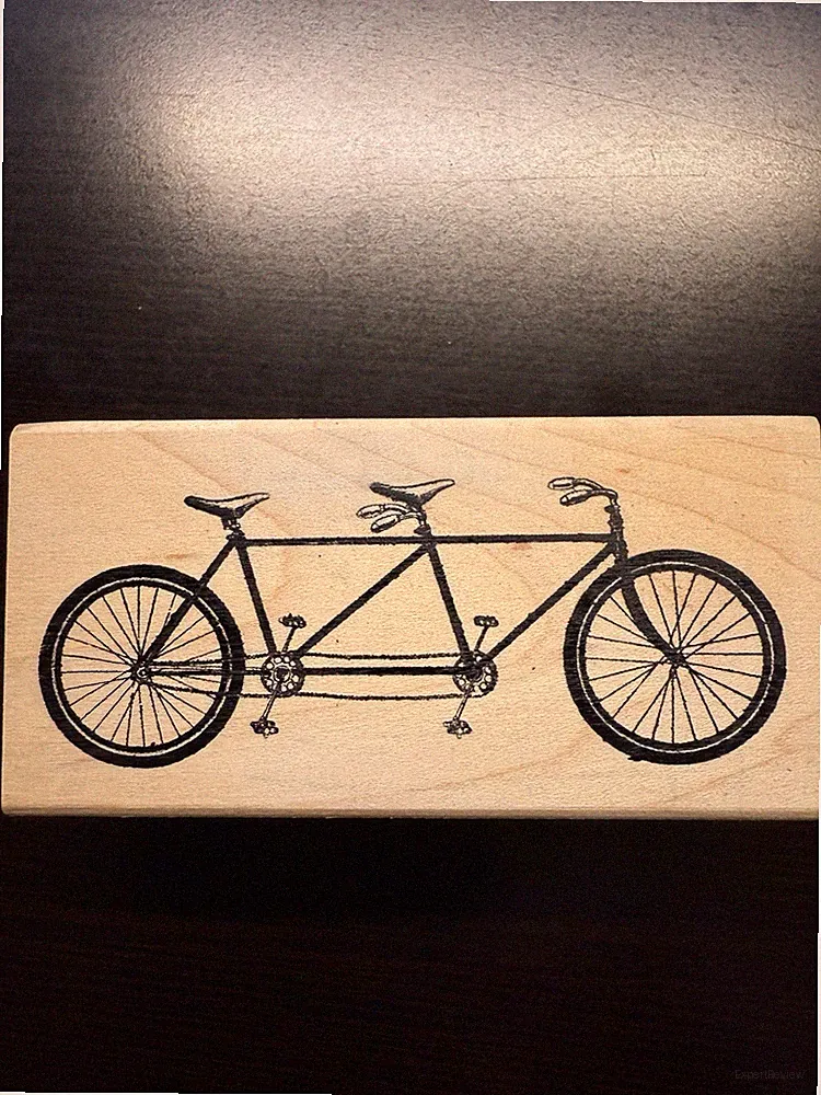 NEW Judi Kins Tandem Bicycle Wood Mounted Rubber Stamp Bicycle Built 4 Two Bike