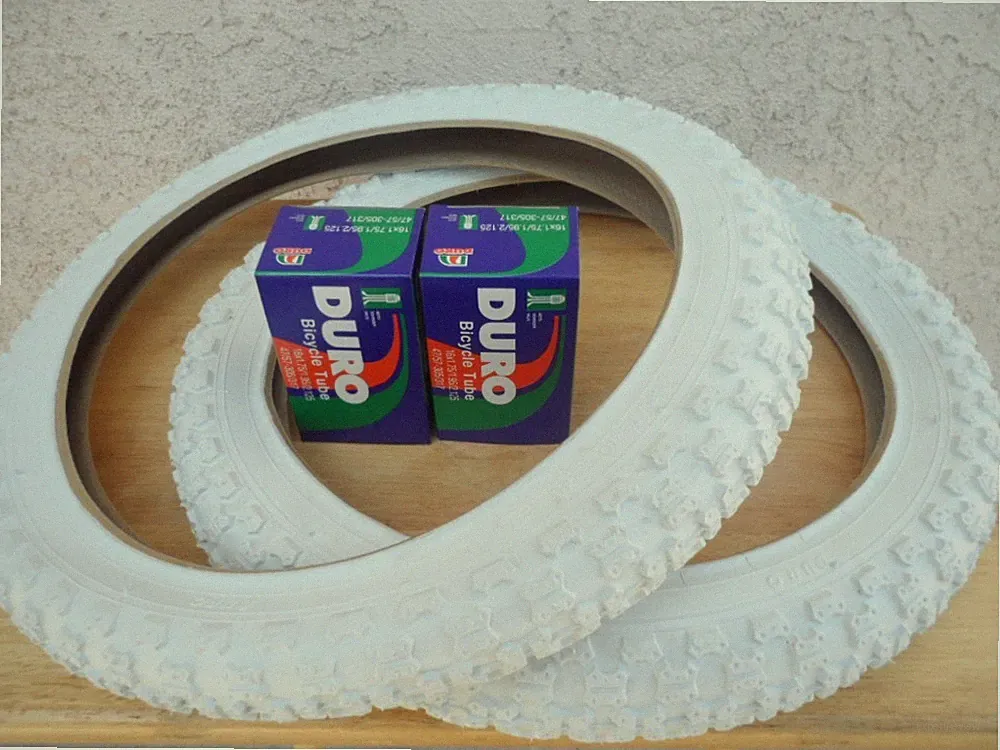 New Kids Bicycle Tires and Tubes 16x2.125 Fits 1.75 1.95 White BMX 16" Bike