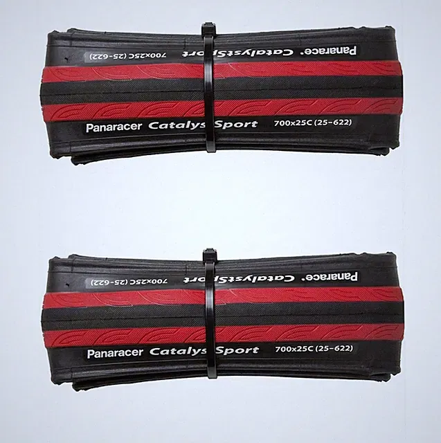 Panaracer Catalyst Sport 700x25c Folding Road Bike Tires PAIR [Red/Blue]