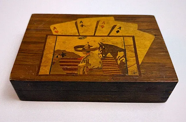 RARE Vintage Bicycle Rummy Playing Cards Unopened Double Deck w/ Wooden Box HTF