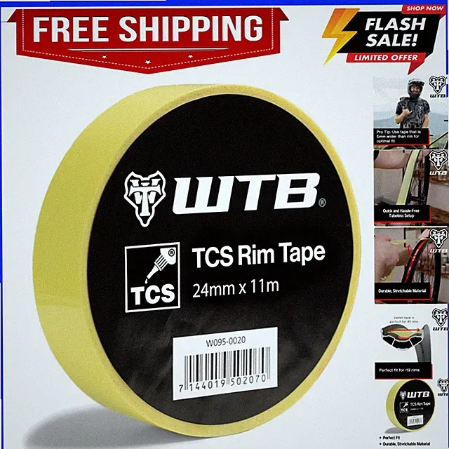 Tubeless Bicycle Rim Tape 24mm x 11m Easy Tubeless Setup & Airtight Seal, Com...