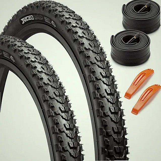 Pack of 2 Mountain Bike Tires with Inner Tubes & Tire Levers 26*2.2" Foldable
