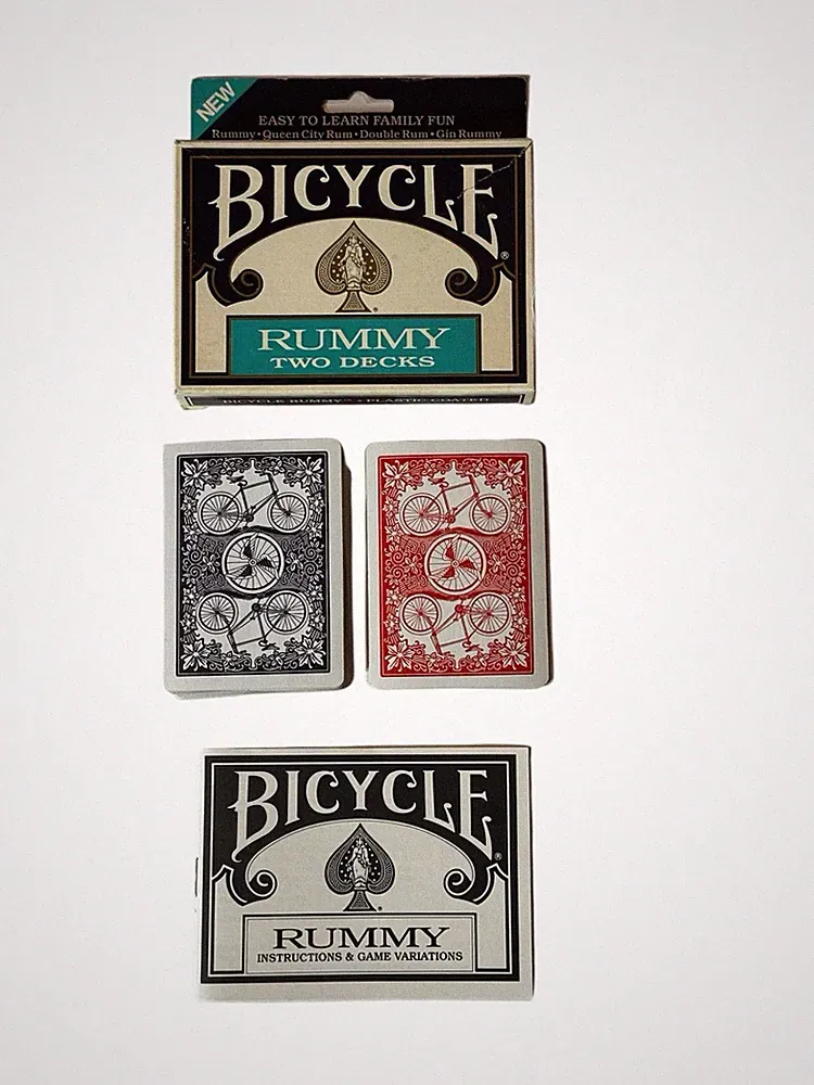 Vintage 1990 Bicycle Rummy Playing Cards 2 Decks Complete W/Instructions